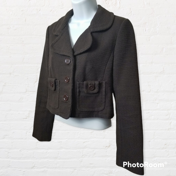 Banana Republic brown waist length linen/cotton brown jacket - size 2 - Picture 4 of 11